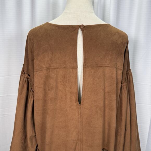 Free People Abbie Vegan Suede Mini Dress Women's Size Large Brown Boho - Picture 6 of 12